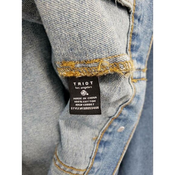 Triot Los Angeles Jean Jacket Faded Denim Blue Button Pockets Collar Mens XL New - Picture 6 of 8